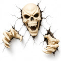 Skull Claws Wall Breach Halloween Decor Set - White