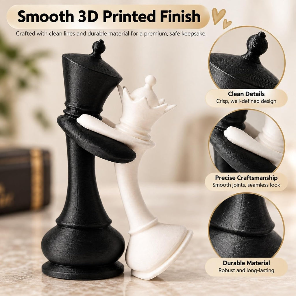 Chess King & Queen Hugging Statue - view 1