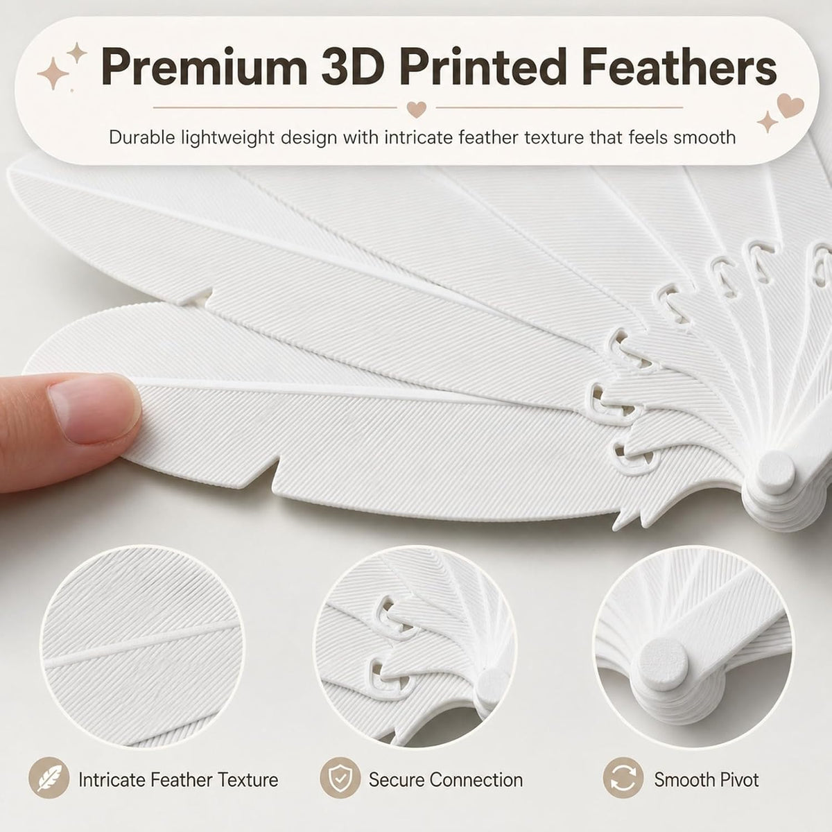 Feather Folding Hand Fan, Cosplay Prop - view 3