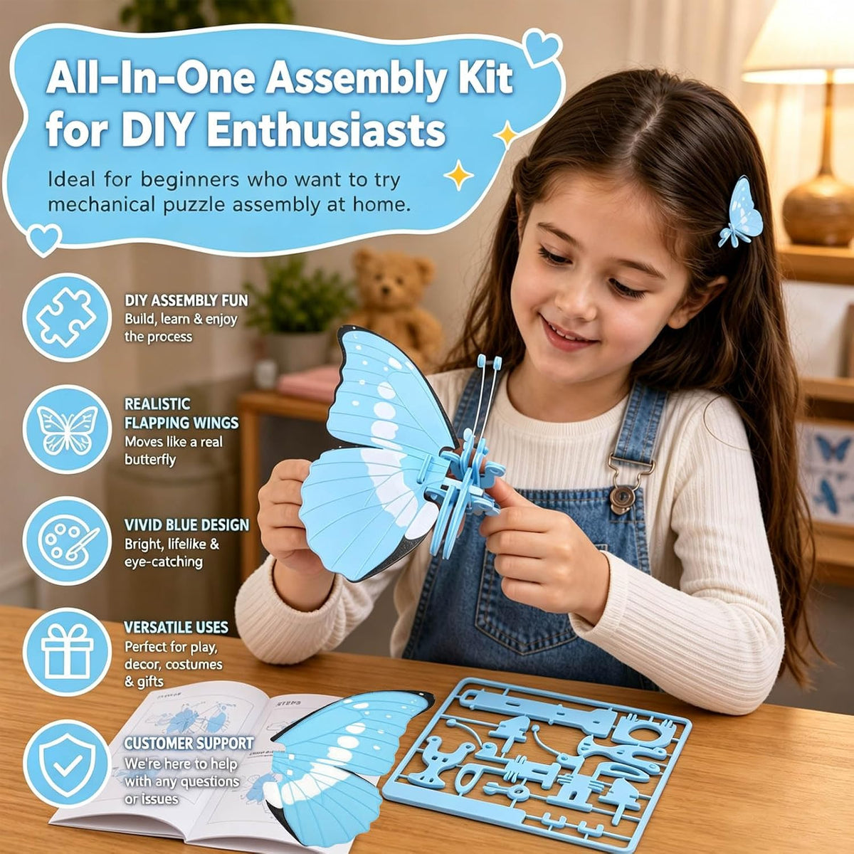 Mechanical Butterfly Puzzle Toy, Flapping Wings - view 1